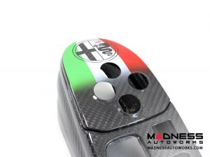 Alfa Romeo 4C Central MTA Control Cover - Carbon Fiber - Italian Theme + Alfa Romeo Badge - V1